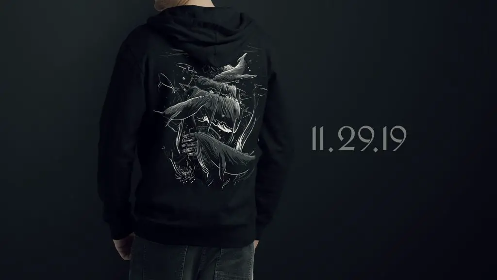 Example of B0aty's merchandise. Man wearing a hoody.