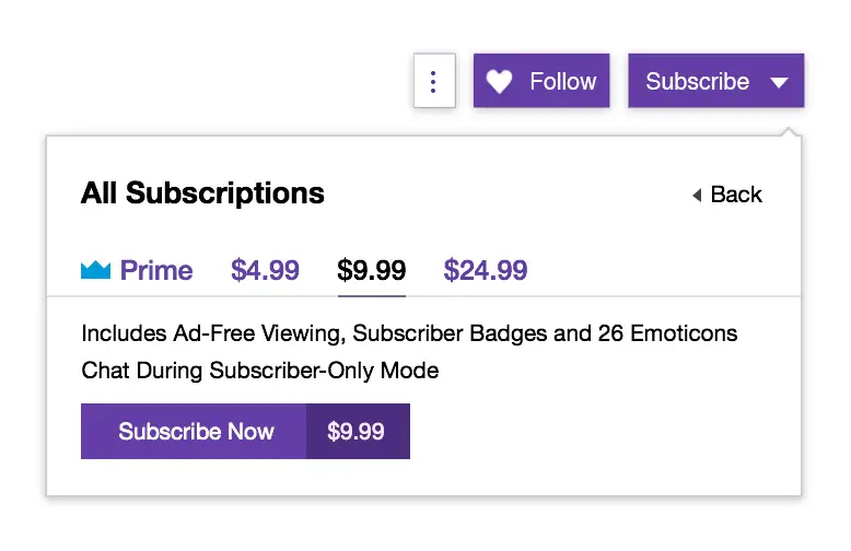 Twitch subscription tiers.