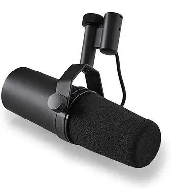 Close up of the Shure SM7B streaming mic.