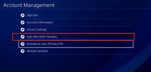 link to other services ps4