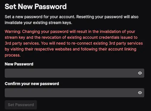 reset password stream key twitch